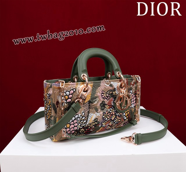 Dior专柜新款迪奥高仿原单Lady-Joy刺绣尾花手提女包 djfk1292